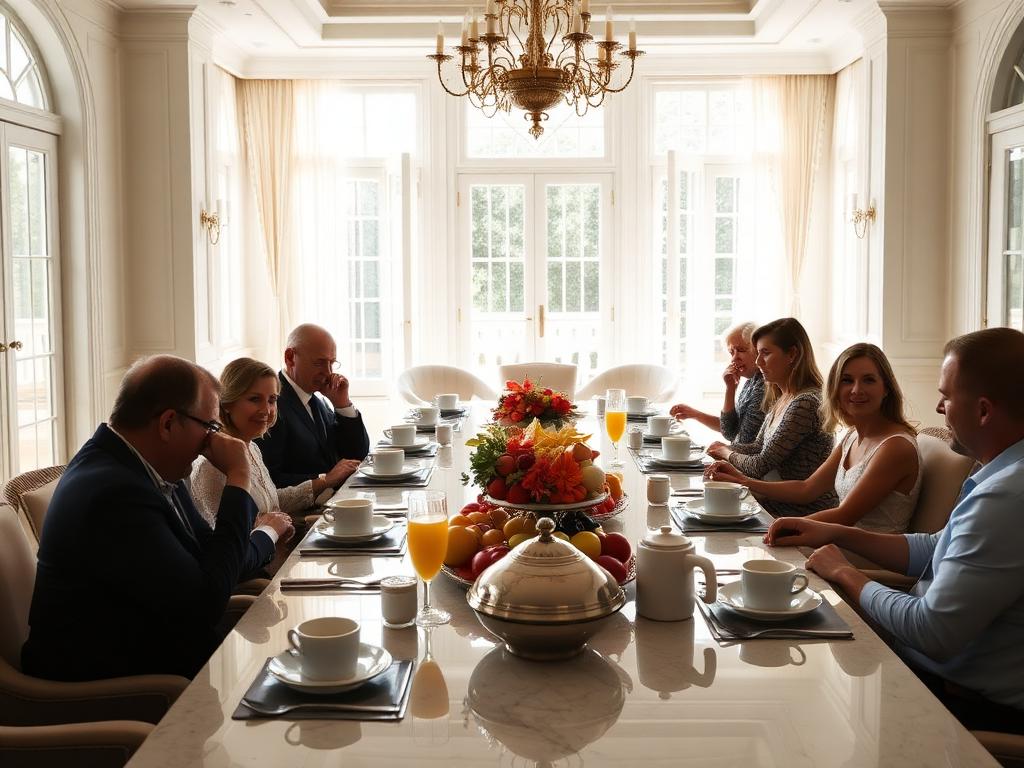 Daily group breakfast at the mansion